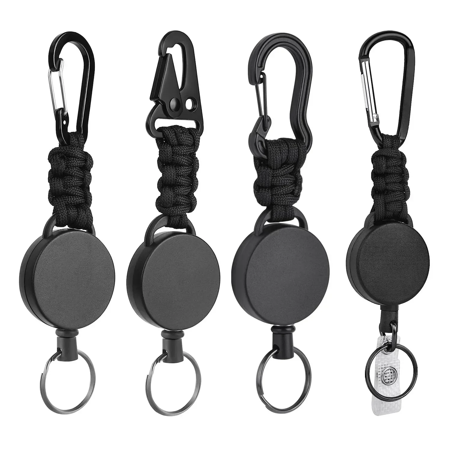 1 Piece Black Color Key Retractable Easy Pull Buckle for Men Simplicity High Elasticity Extendable Belt Reel ID Lanyard Name Tag