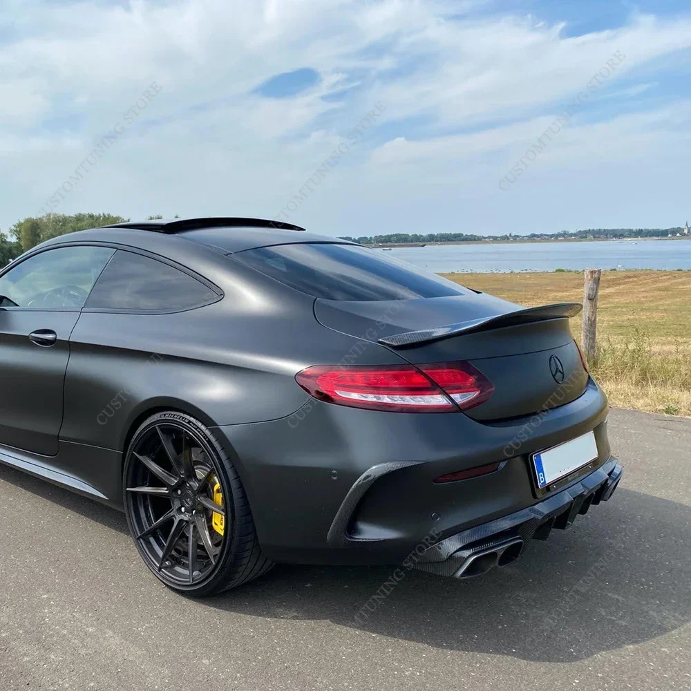 For Mercedes C205 PSM Style Rear Spoiler Wing C Class C200 C250d C300 C43 C63 Coupe Rear Trunk Spoiler Caps 2015-2021 Bodykits