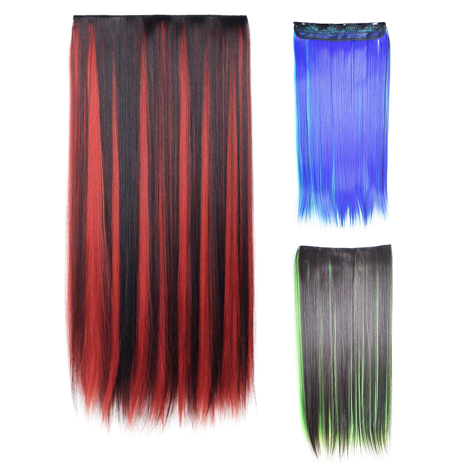 

Накладные волосы Zolin 5Clips, длинные прямые, черные с мелированием, цвет Piano, 1 шт., для женщин, синтетический парик