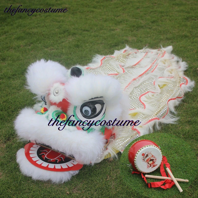 

5-12 Ages Children Lion Dance Props Mascot Costume Red Drum Traditional Folk Culture Outfit Dress Party Carnival Festivall