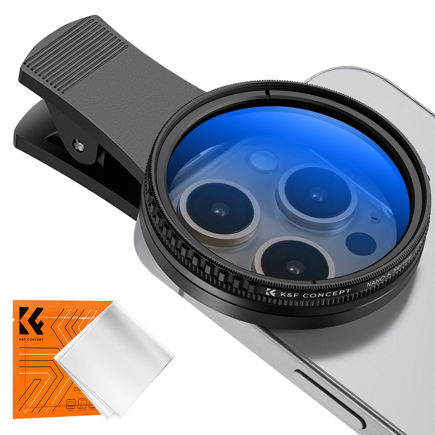 K&F CONCEPT Kit de filtros para lente de móvil 52 mm CPL polarizador circular con sistema clip-on para iPhone 16 15 14 Xiaomi y más mediante abrazadera ajustable