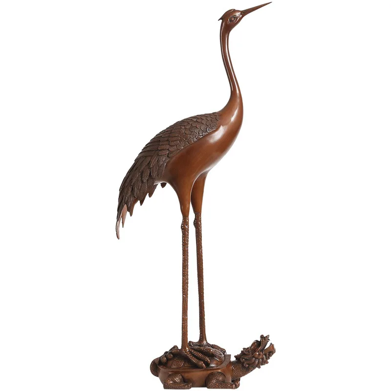 

Copper Crane Ornament "Dragon Head Turtle Crane" Home Accessories Copper Crafts Living Room Office Decoration