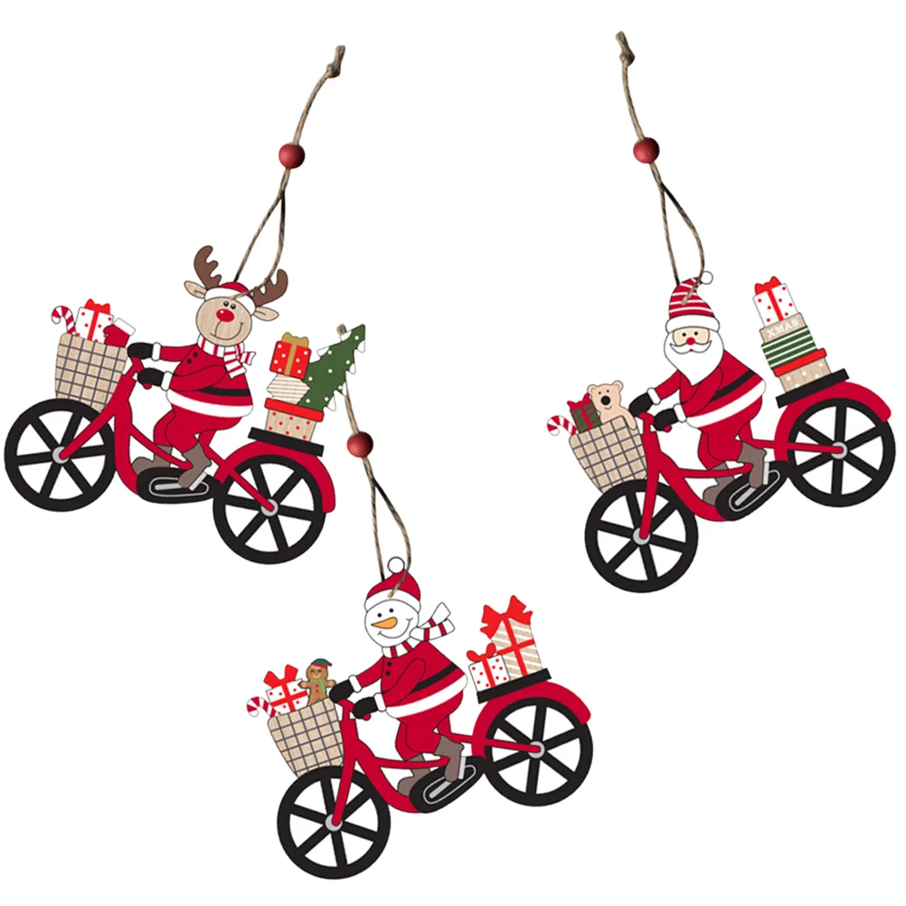 3 Pcs Xmas Tree Ornaments Christmas Party Decor Topiaries Themed Bike Accessories