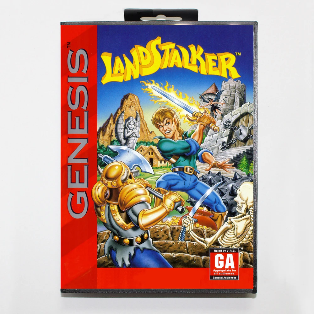 

Игровой картридж Landstalker MD с коробкой из США для 16-битной системы Sega Megadrive Genesis