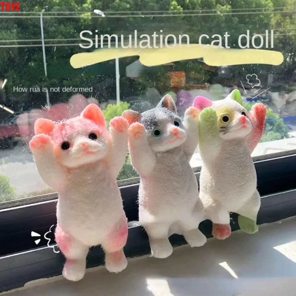 노벨티 만화 큰 고양이 인형 스퀴즈 장난감, 다채로운 동물 고양이 모양 스퀴즈 장난감, 미니 소프트 인공 인형, 아이용 스퀴즈 장난감