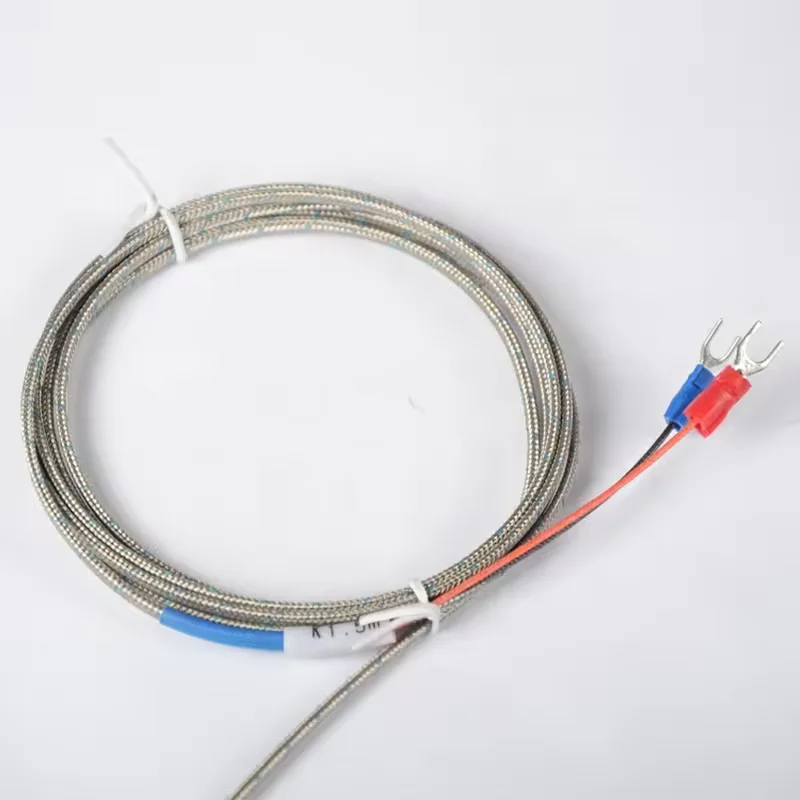 K J T type 2m metal screening cable 200mm flexible probe thermocouple temperature sensor