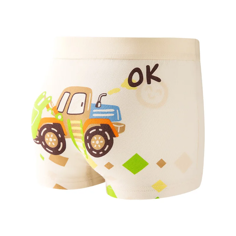 4Pcs/Set Boys Panties Cartoon Truck Cotton Underwear Kids Clothing Breathable Boxer Briefs Safe Children Underpants For 2-10Y