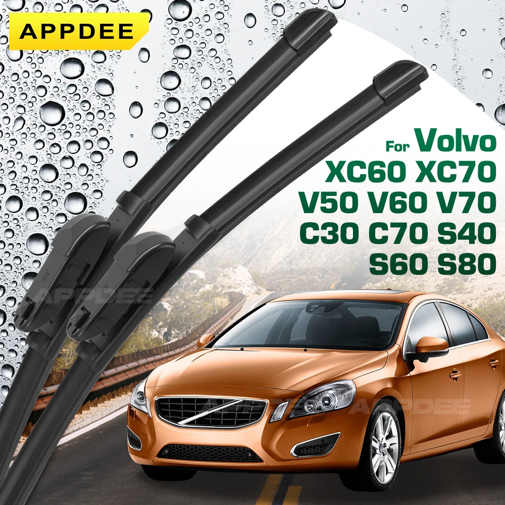 

Передний дворник APPDEE для Volvo XC60 XC70 V50 V60 V70 C30 C70 S40 S60 S80, силиконовые и резиновые щетки, щетки для лобового стекла