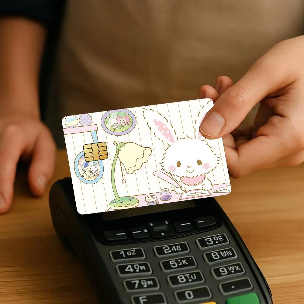 Cute W-Wish M-me M-mell Rabbit Credit Card For Bank Debit Decorative Protection 4PCS Anti-scratch Waterproof Stickers Bus Subway