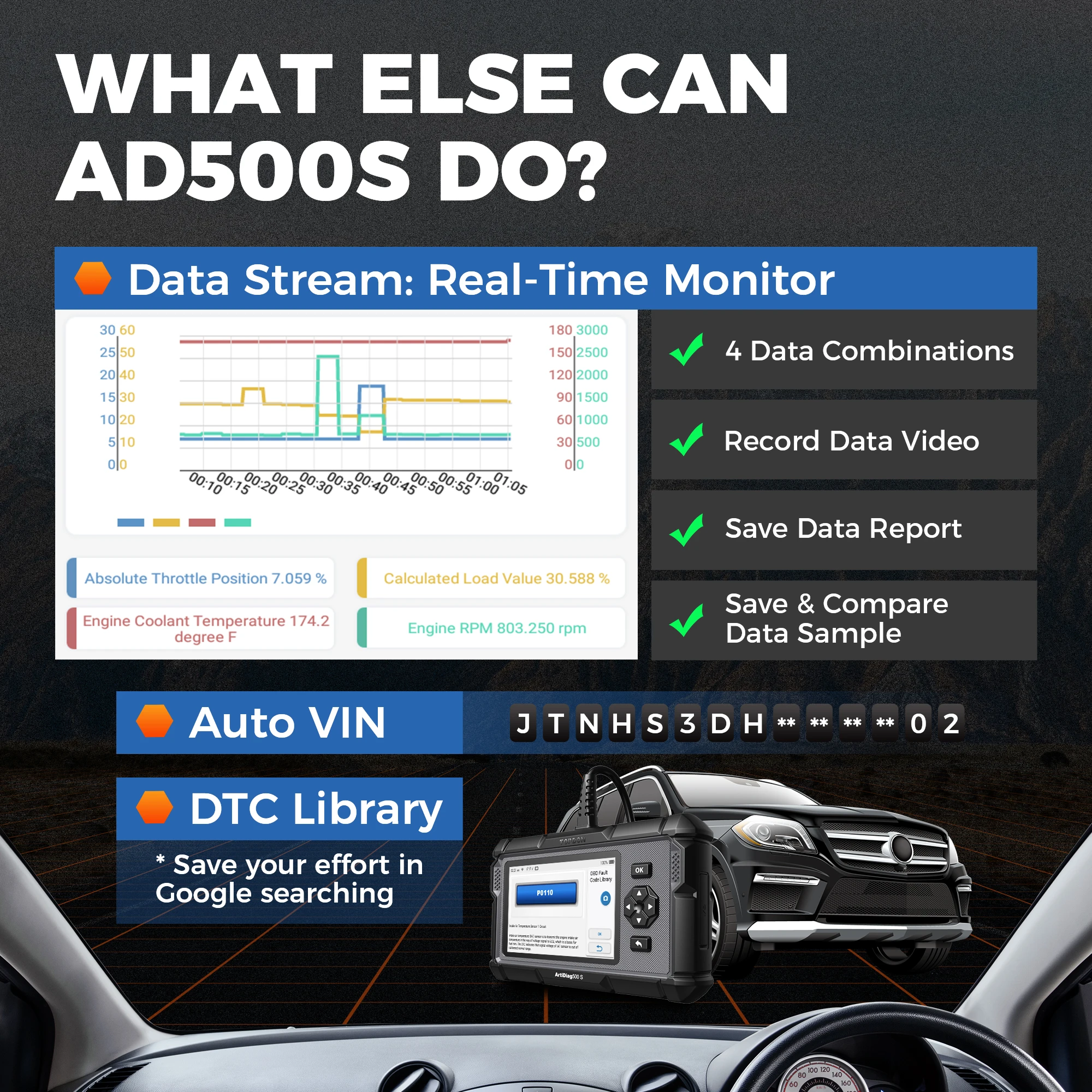 Topdon ArtiDiag500S OBD2 Scanner Car Diagnostic Tool  Diagnostic All Systems ABS Airbag DPF Oil Reset Automotive Diagnoses Tool