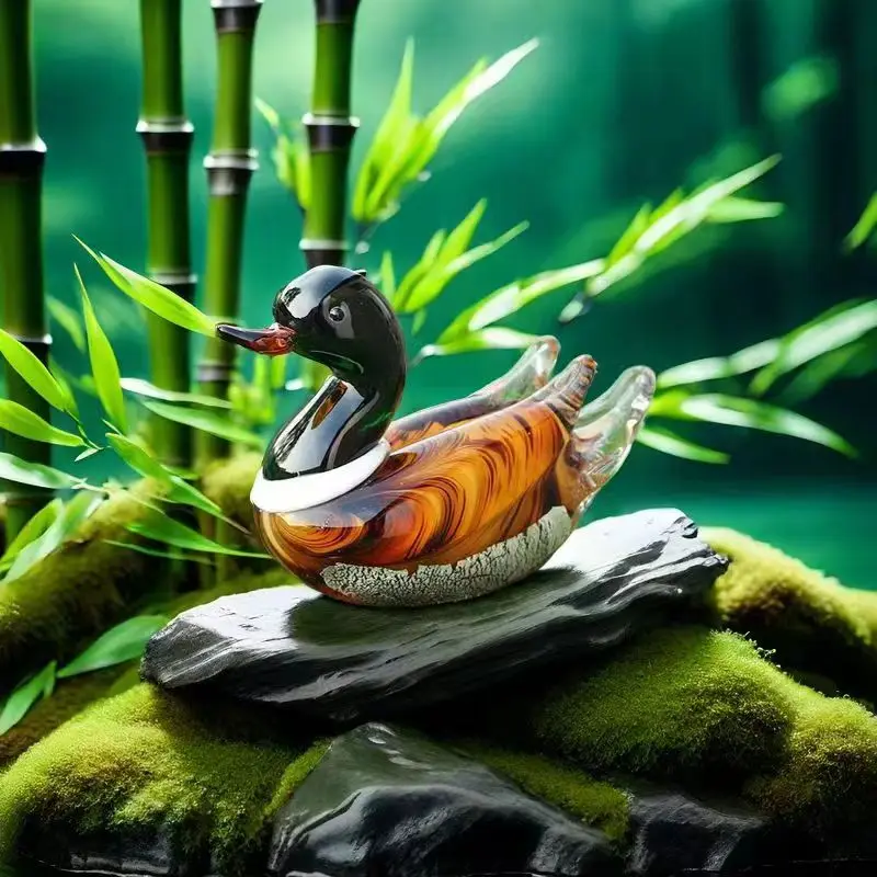 

Glazed mandarin ducks ornaments animal bird statues a pair of gifts cross-border glass crafts living room desktop decorative sym