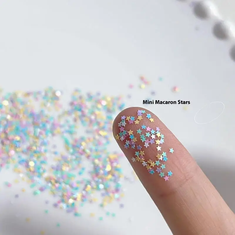 Star Glitter Macaron Color Colorful Nail Flake Flash Small Pentagram Nail Seqiuns Kawaii DIY Manicure Accessories Nail Charm