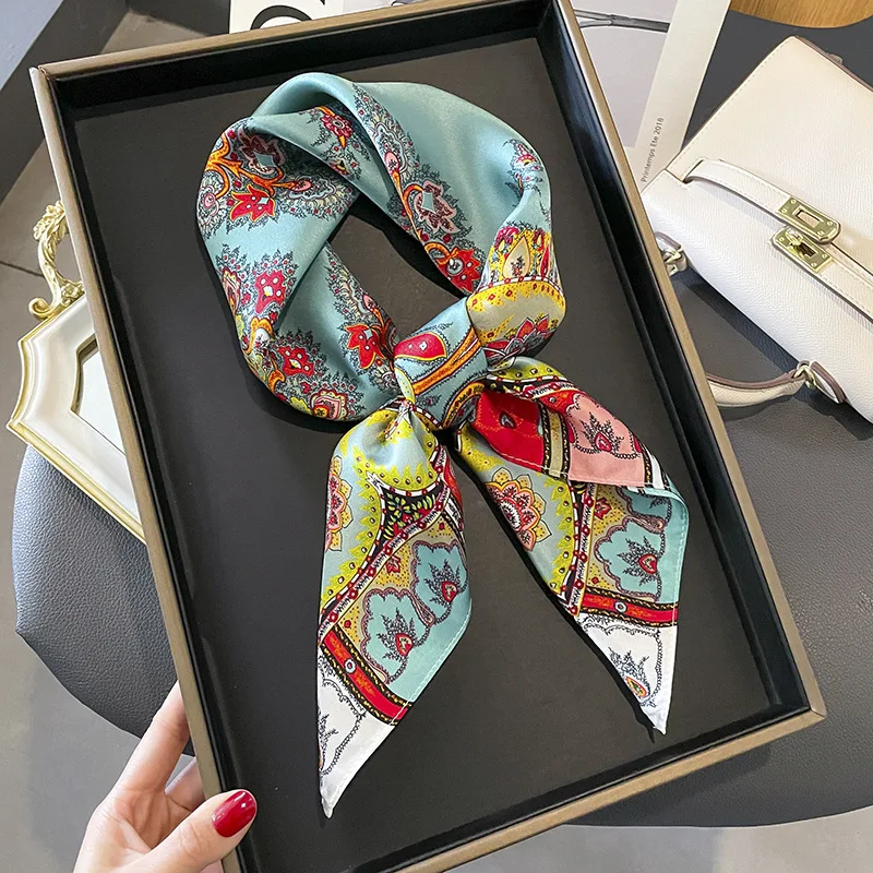 2024 New 100% Natural Silk Square Scarf Women Neck Hairband Foulard High Quality Bandana Scarves Female Neckerchief Shawl Wrap