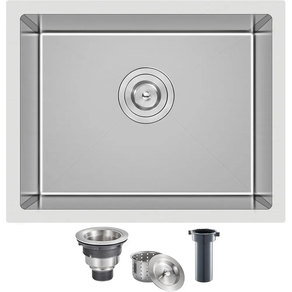 

22 Inch Kitchen Bar Sink Undermount, 304 StainlSteel Handmade Single Bowl Undermount Kitchen Sink (Brushed) 22x18x9 inch