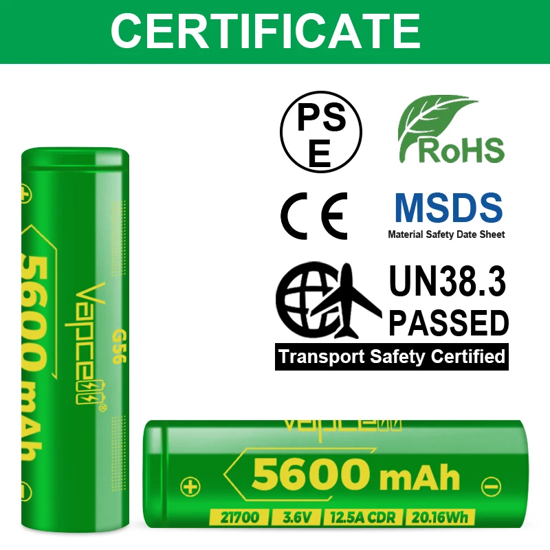 1-10 stücke Original Vapcell G56 21700 Batterie 5600 mAh Kapazität 12,5 A 3,6 V Lithium-Batterie Starke Leistung wiederaufladbare Batterie