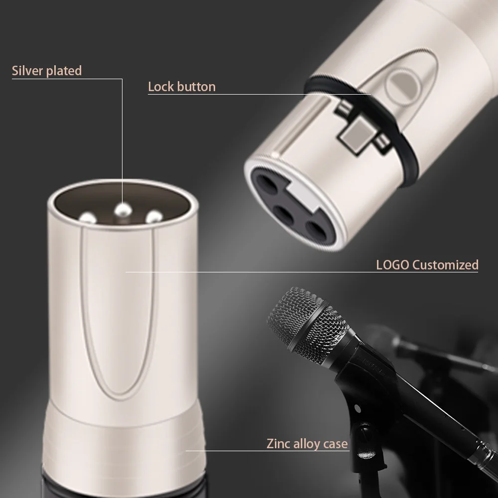 20pcs/10sets 3 Pin XLR Female Jack Male Plug Professional 3 Pole XLR Socket Plug Microphone Cable Terminal Wire Connector Silver