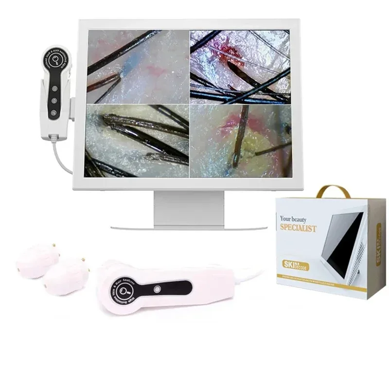2024 HDเครื่องวิเคราะห์ผิวดิจิตอลProfessional Hair Scalpกล้องเครื่องตรวจจับรูขุมขนน้ํามันความชื้นอุปกรณ์ทดสอบ 15 นิ้วเครื่องทดสอบผิว