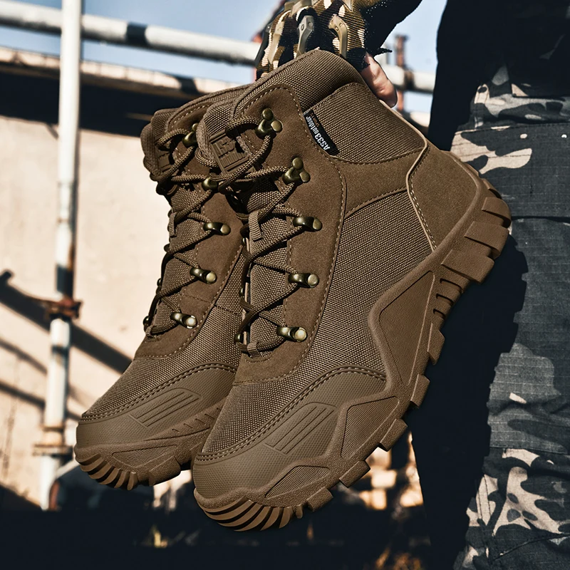 الرجال الأحذية التكتيكية في الهواء الطلق تسلق حذاء للسير مسافات طويلة أحذية جيش عالية الجودة التدريب مقاوم للماء النساء الدانتيل يصل للجنسين تنفس