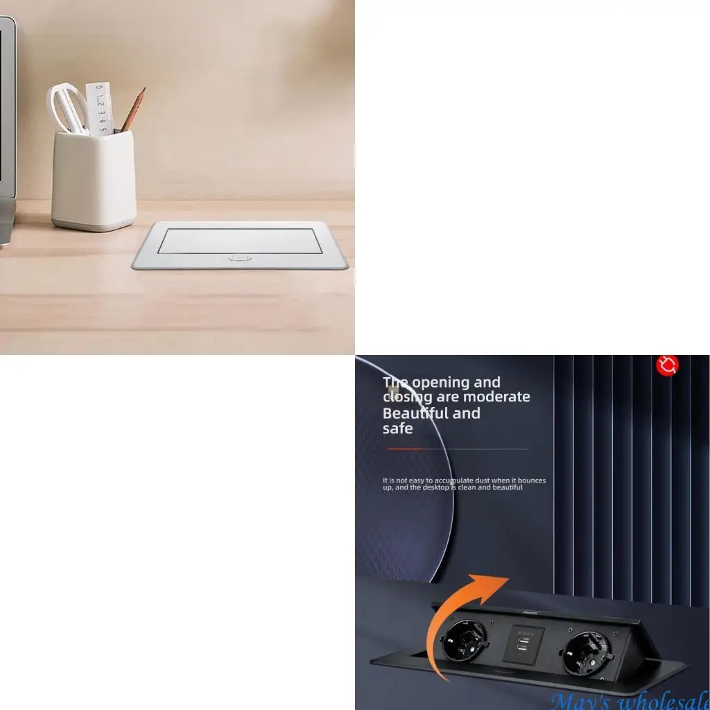 Space Saving Retractile EU Standard Double Port USB Harbors Desktop Electrical Solution 448A
