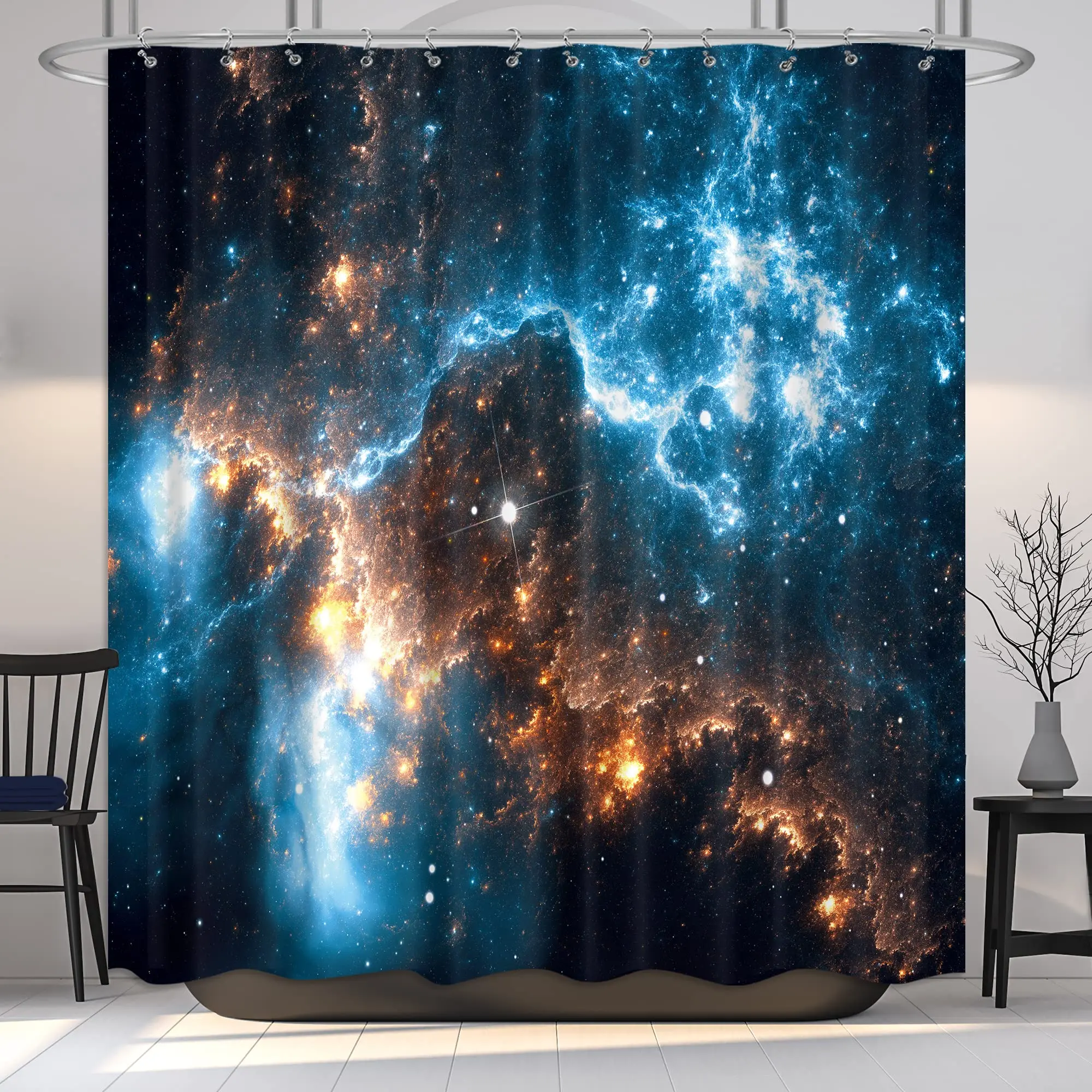 Star Outer Space Shower Curtain for Bathroom Decor Starry Galaxy Bathtub Set Trippy Nebula Universe Planet Bathroom Curtains Set