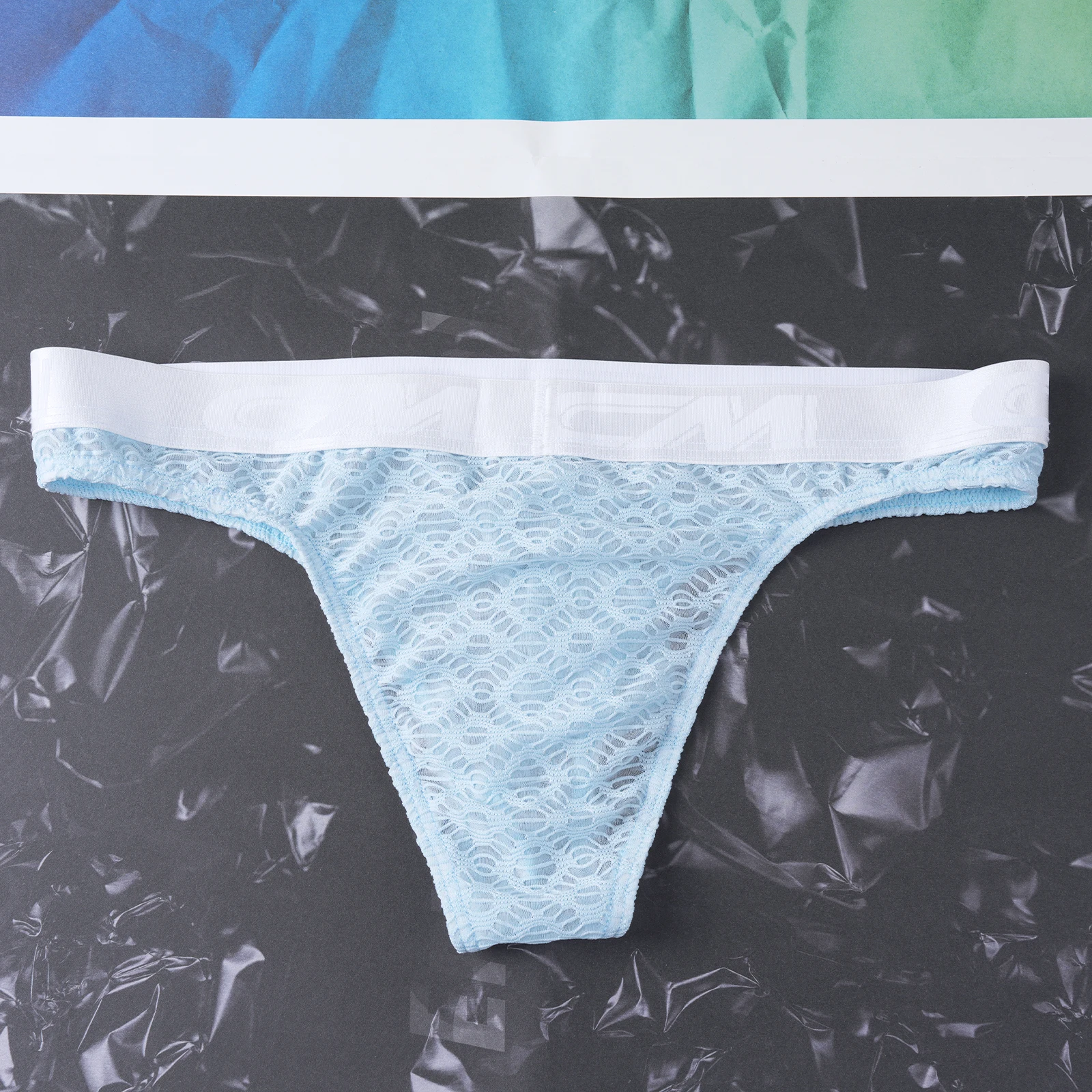Spitzenunterwäsche für Herren, Netzstoff, Spitze, brasilianische Slips, niedrige Taille, mit verstärktem Bereich, sexy, durchsichtige Unterhosen, transparente Herrenunterwäsche. – Detail 11