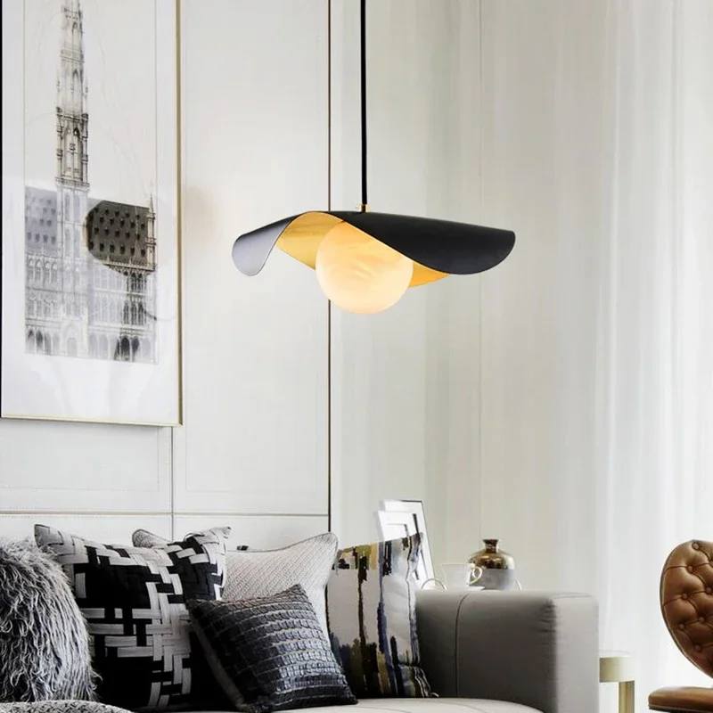 

Vintage Creative Solid Brass Indoor Decorative Lamps Postmodern Marble Pendant Light Bedroom Dining Room Bar Study Pendant Lamp