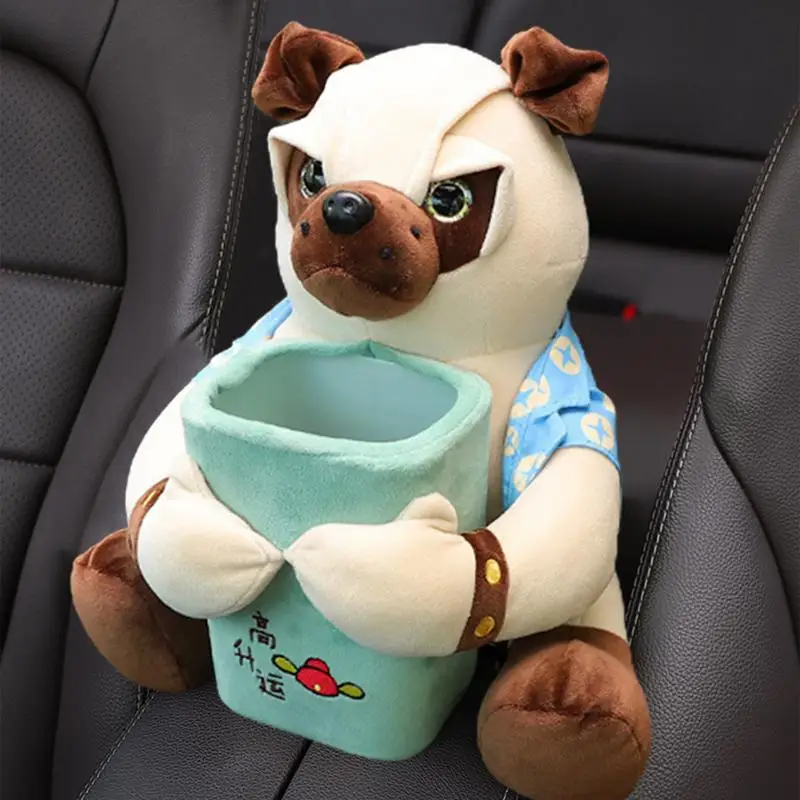 

Автомобильные аксессуары, автомобильная коробка для салфеток, кукла, мультяшный мусорный бак, милая собака, кошка, короткий плюшевый автомобильный держатель для салфеток, коробка для салфеток