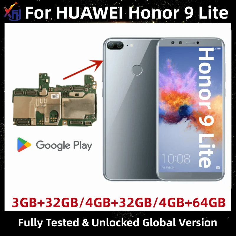 Mainboard for Huawei Honor 9 Lite, 32GB, 64GB, Global ROM, Original Unlocked Logic Board, LLD-L31