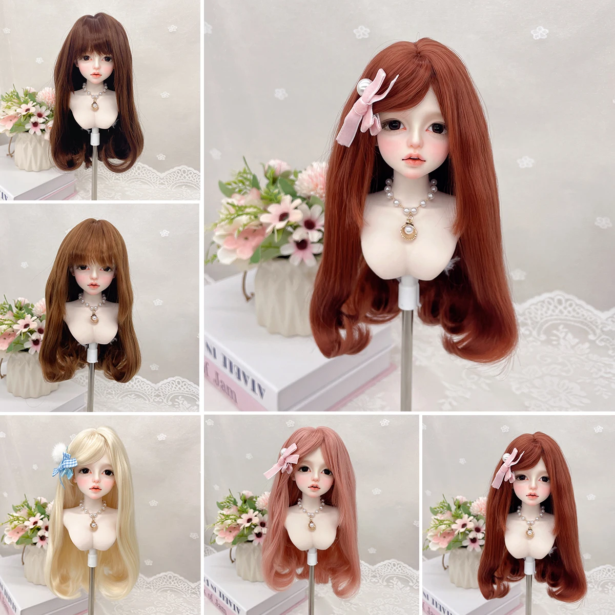 

BJD Doll Wig 1/3 & 1/4 & 1/6 Long Curly Hair With Bangs Synthetic Wig Doll Accessories For Girls DIY Makeup Accessories BJD