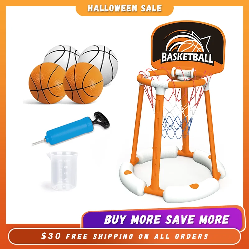 

Swimming Basketball Hoop, Poolside Water Basketball Hoop with 4 Balls and Pump,Basketball Goals Outdoor Play Basketball Hoop