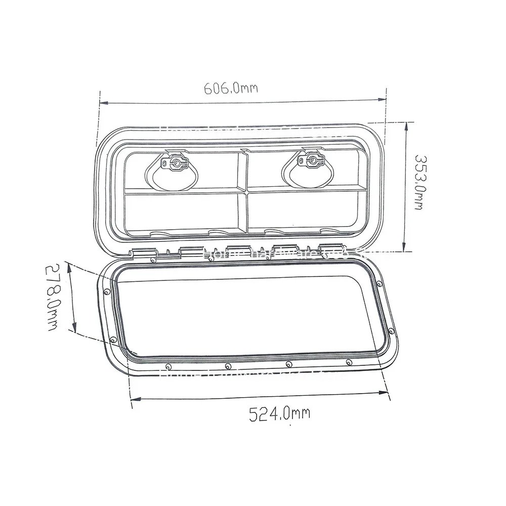 

Long Deck Cover Hand Hole Cover FRP Ship Porthole Opening Cover Storage Box 315-440 Marine