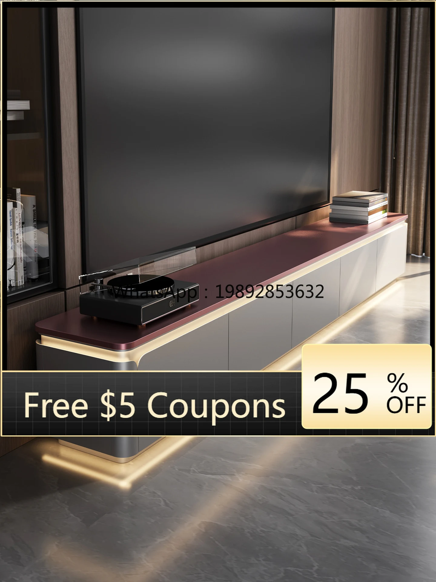 YFY Full Rock Slab TV Cabinet Living Room Small Apartment TV Stand Floor Storage Organizer Home Use