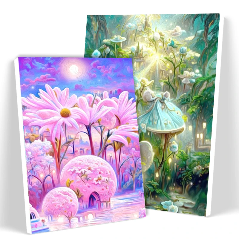 

SDOYUNO Painting By Numbers Oil For Handiwork Wall Accessories Pink Green Landscape Frame Color Markers Wall Decor