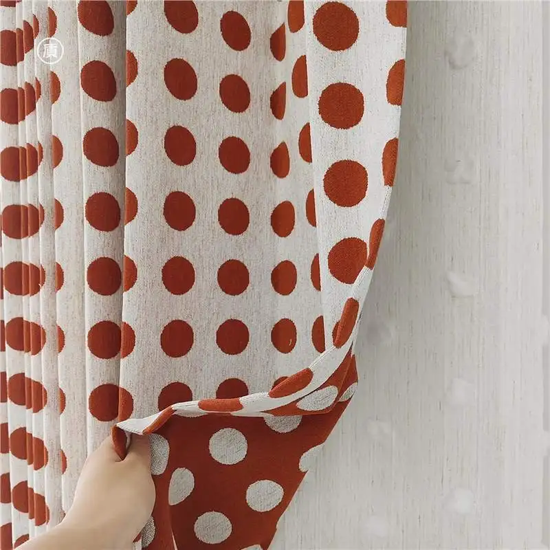 

Cute and Warm Style Polka Dot Chenille Jacquard Blackout Curtains Simple and Elegant Children's Room Living Room Dining Room
