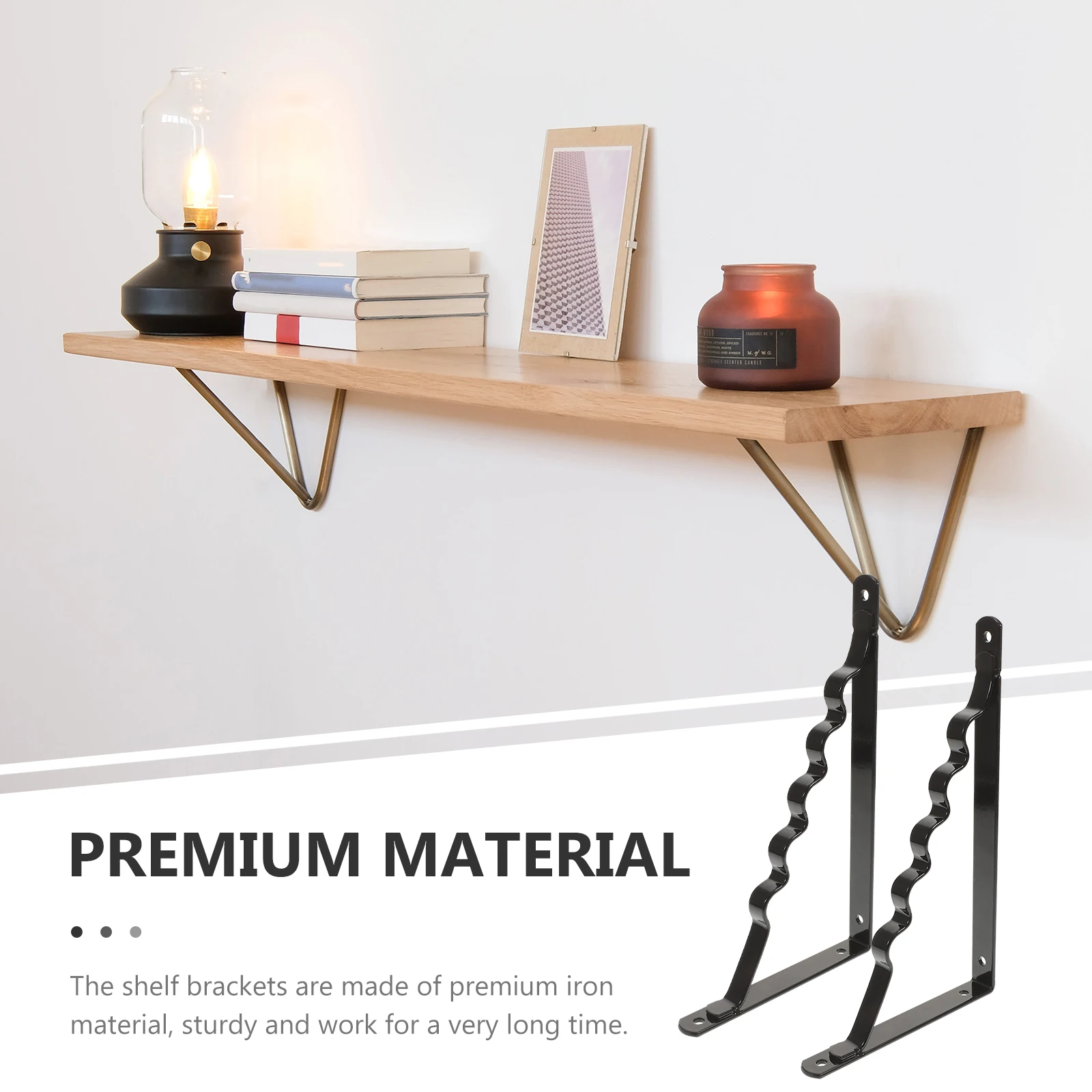 

2Pcs Iron Shelf Brackets 245x150mm Heavy Duty Wall Mounted Floating Shelf Holder Decorative Support for Kitchen Bathroom