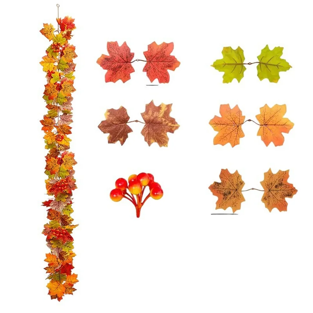 Flexible Brown Maple Leaf Vine 175cm Artificial Autumn Decor for Walls Doors Tables Wreaths Thanksgiving Harvest Ambience