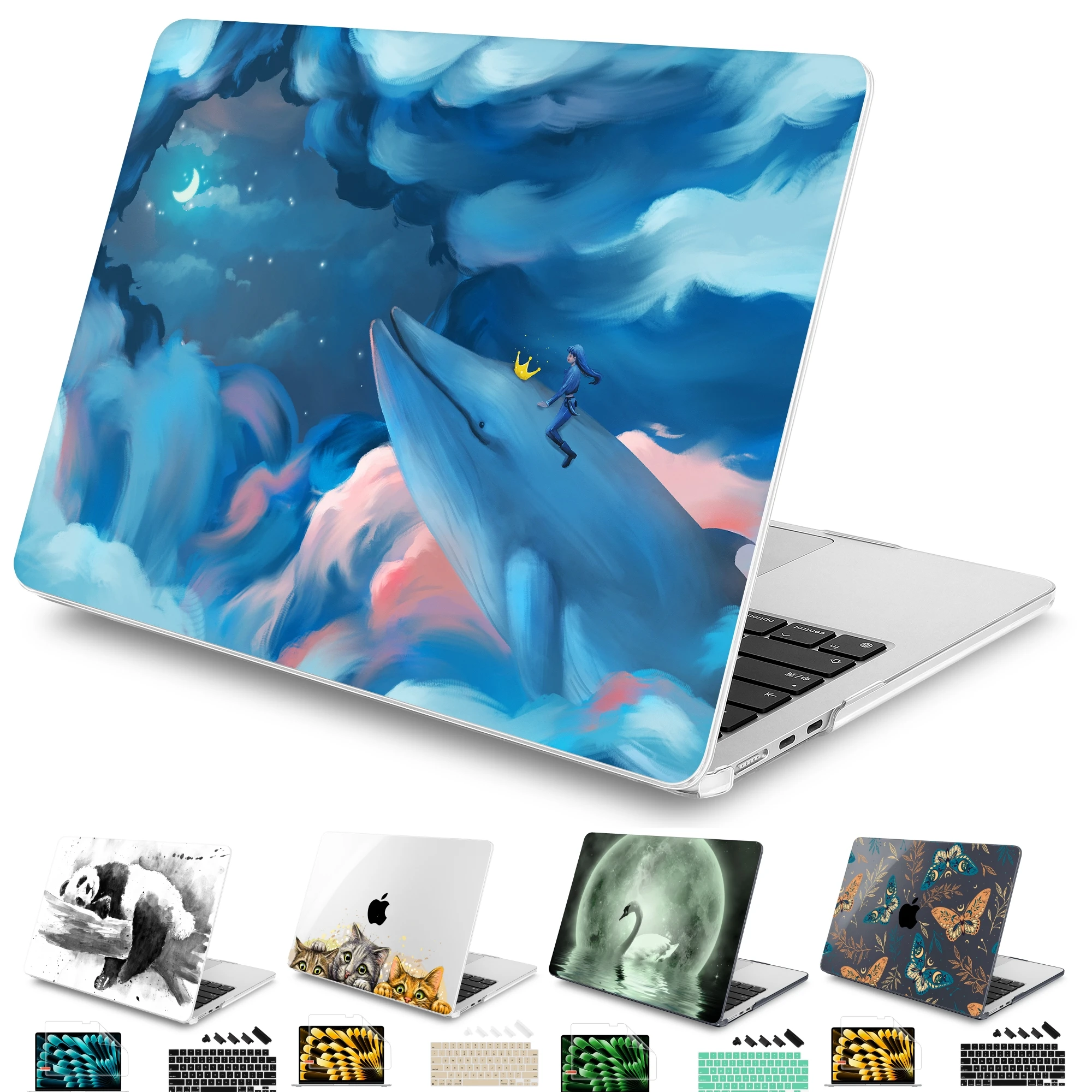 Ocean Whale print hard case for MacBook M3 M2 M1 Air Pro case A2681 A2337 2023 A2338 A2992 A2918 Pro 14 16 13 inch Retina A2251