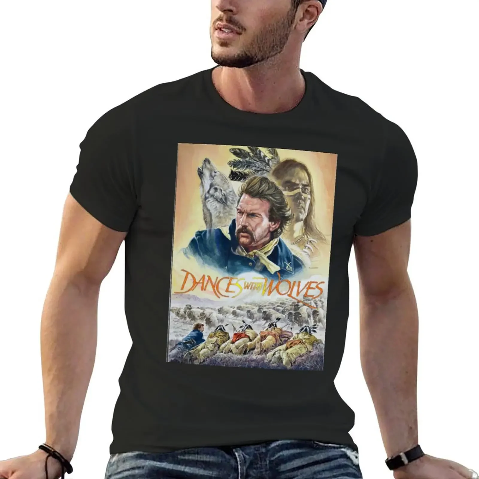 Dance with Wolves T-Shirt shirts graphic tee baggy shirts customs design your own Aesthetic clothing mens funny t shirts