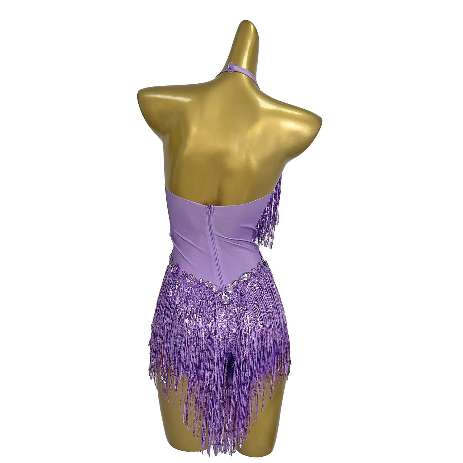 Shuye Purple Fringed Latin Dance Talent Performance Suit Female Group Backing Dance Leotard Nightclub Performance Jumpsuit