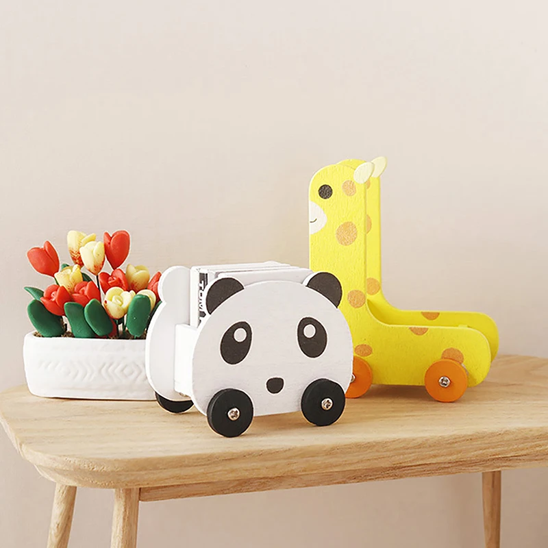 1:12 Dollhouse Miniature Panda Trolley Giraffe Storage Rack Model Furniture Decor Toy Doll House Accessories