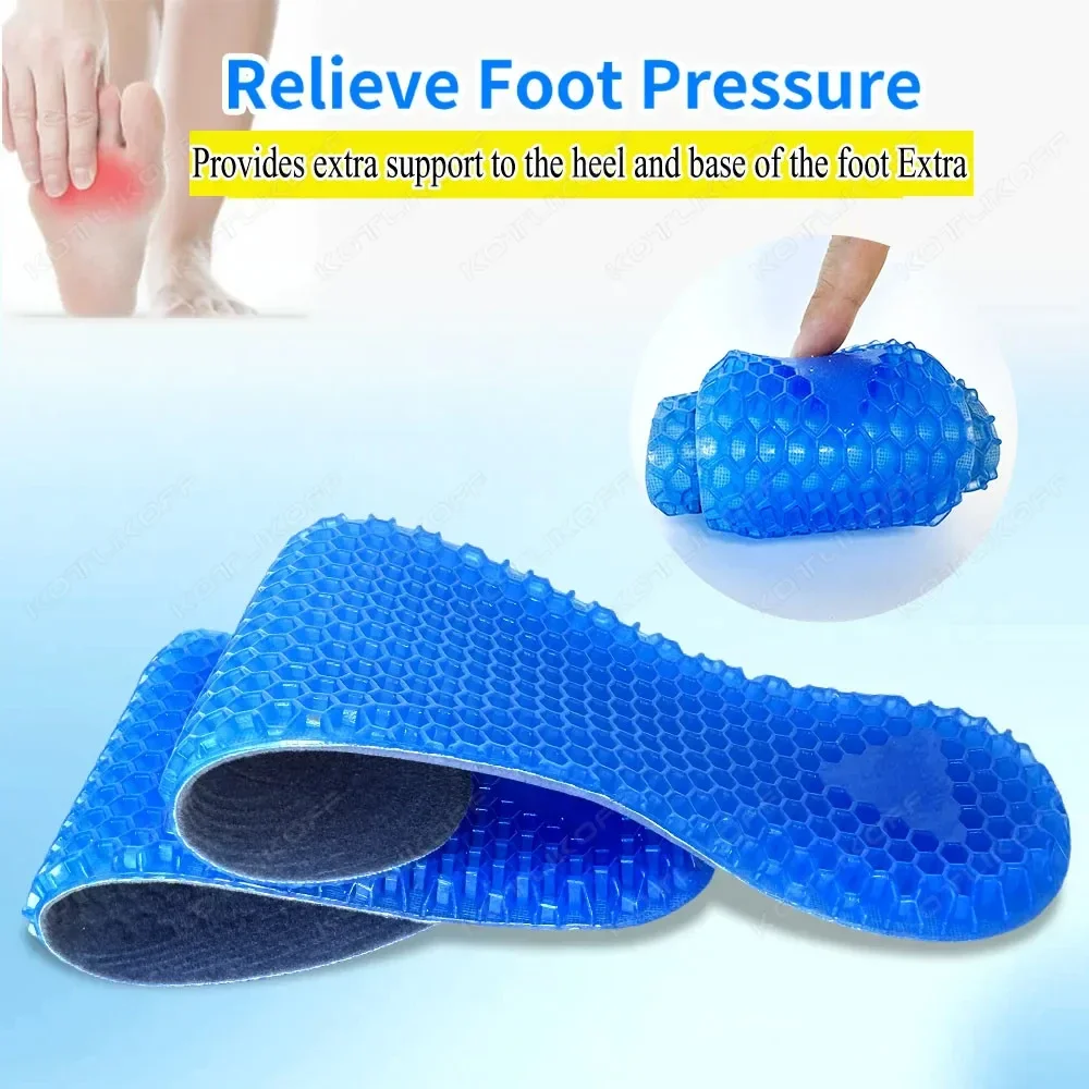 Gel Sport Insoles Honeycomb Shock Absorber Slow Bounce Silicone Plantar Fascia Foot Care For Feet Shoes Sole Soft Running Insert