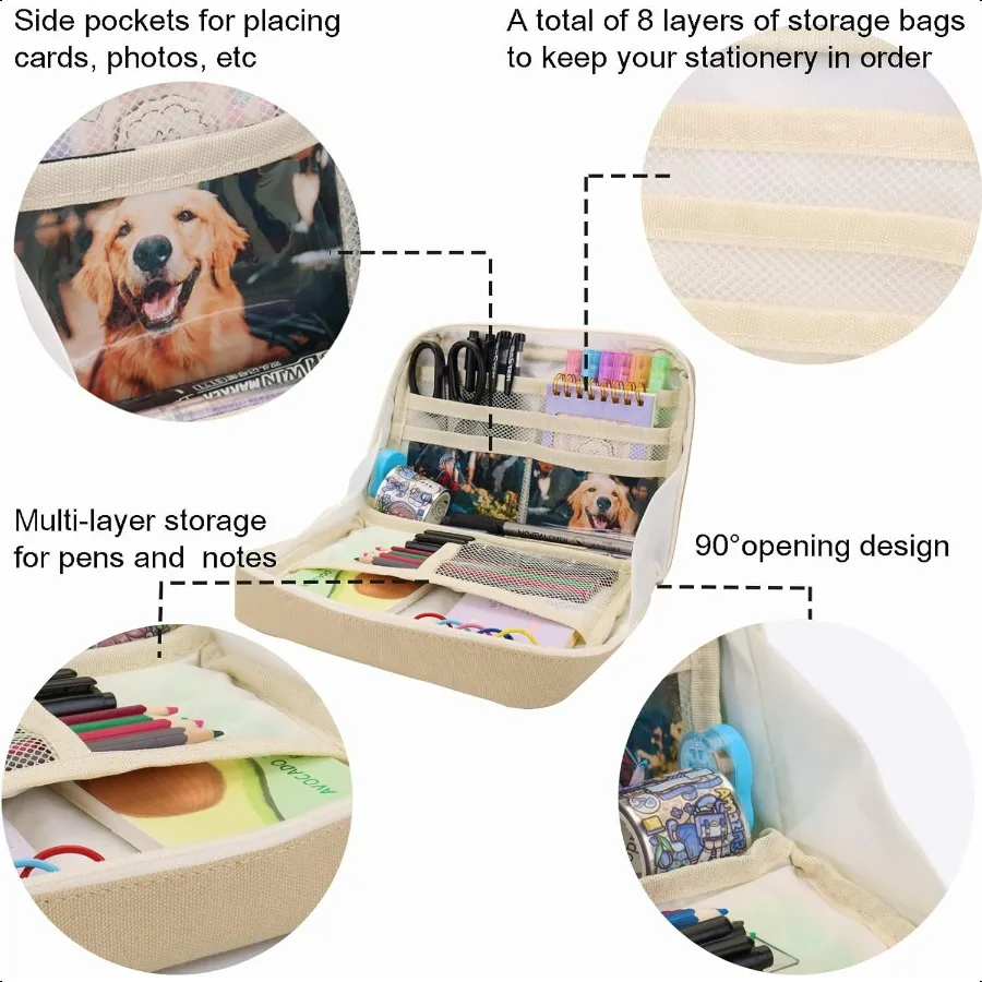 مقلمة ذات سعة كبيرة سعة كبيرة من القماش حقيبة أقلام رصاص مقلمة منظم حقيبة أقلام للكبار مكتب المدرسة في سن المراهقة فتاة صبي k