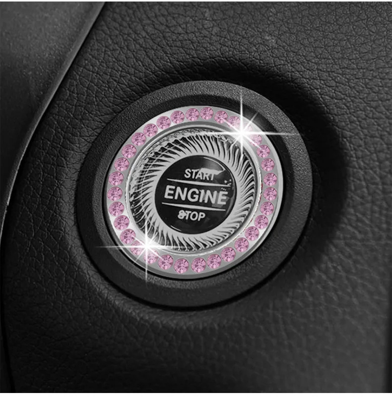 Automotive accessories embedded with pink diamonds, rhinestone interiors, essential car products - a variety of choices