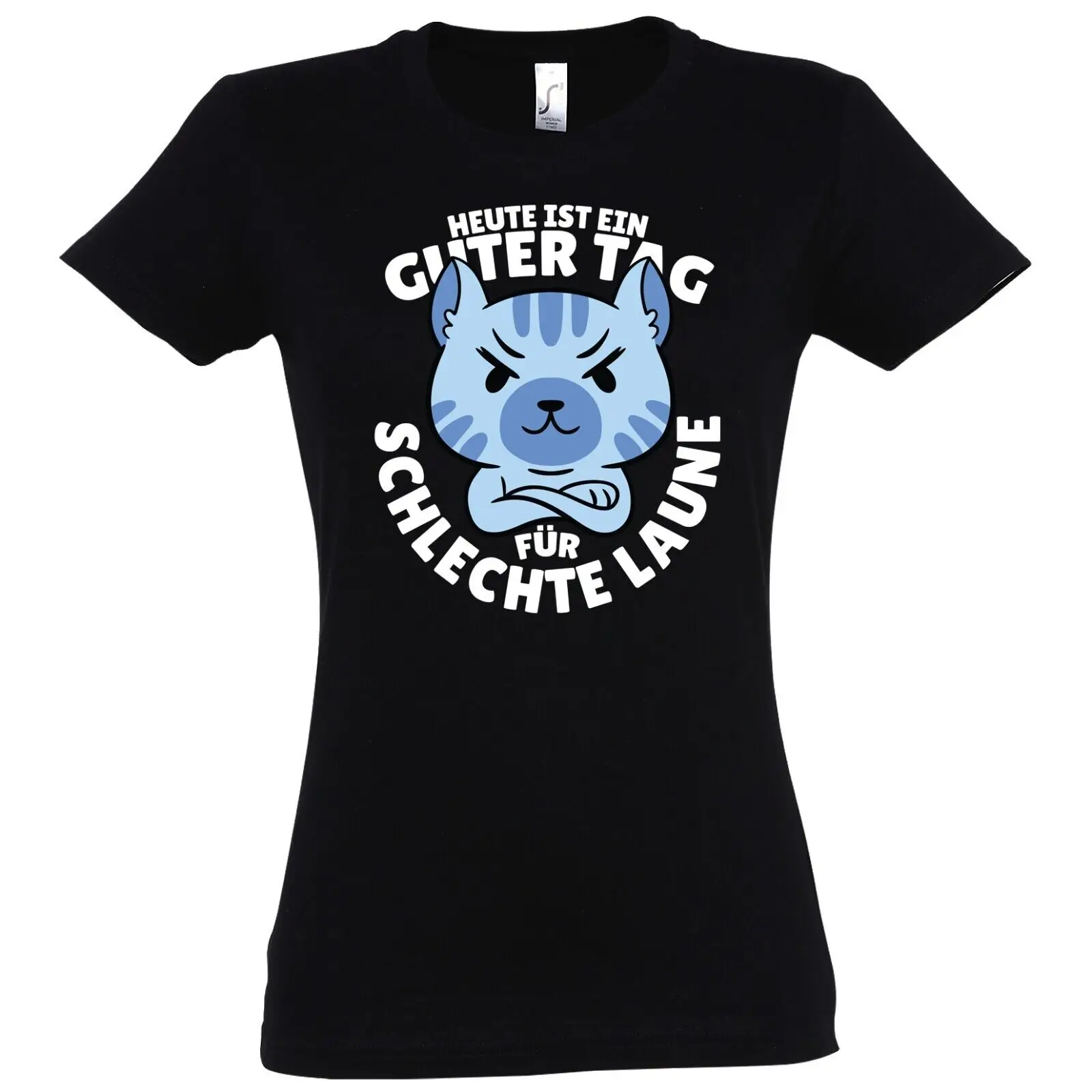 

Women's Coffee Angry Cat Cafe Animal Lover Print Mad Saying T Shirt