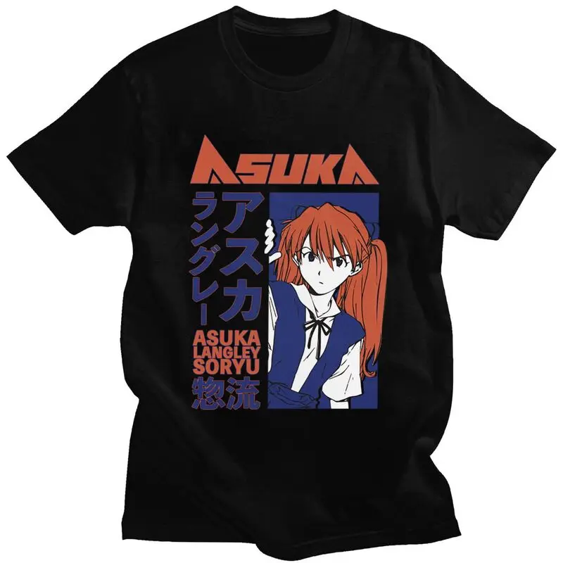 Футболка Kawaii Asuka Langley Eva на заказ, мужские футболки с короткими рукавами EVA-Evangelions, футболки с принтом, топы, обычные футболки из 100% хлопка