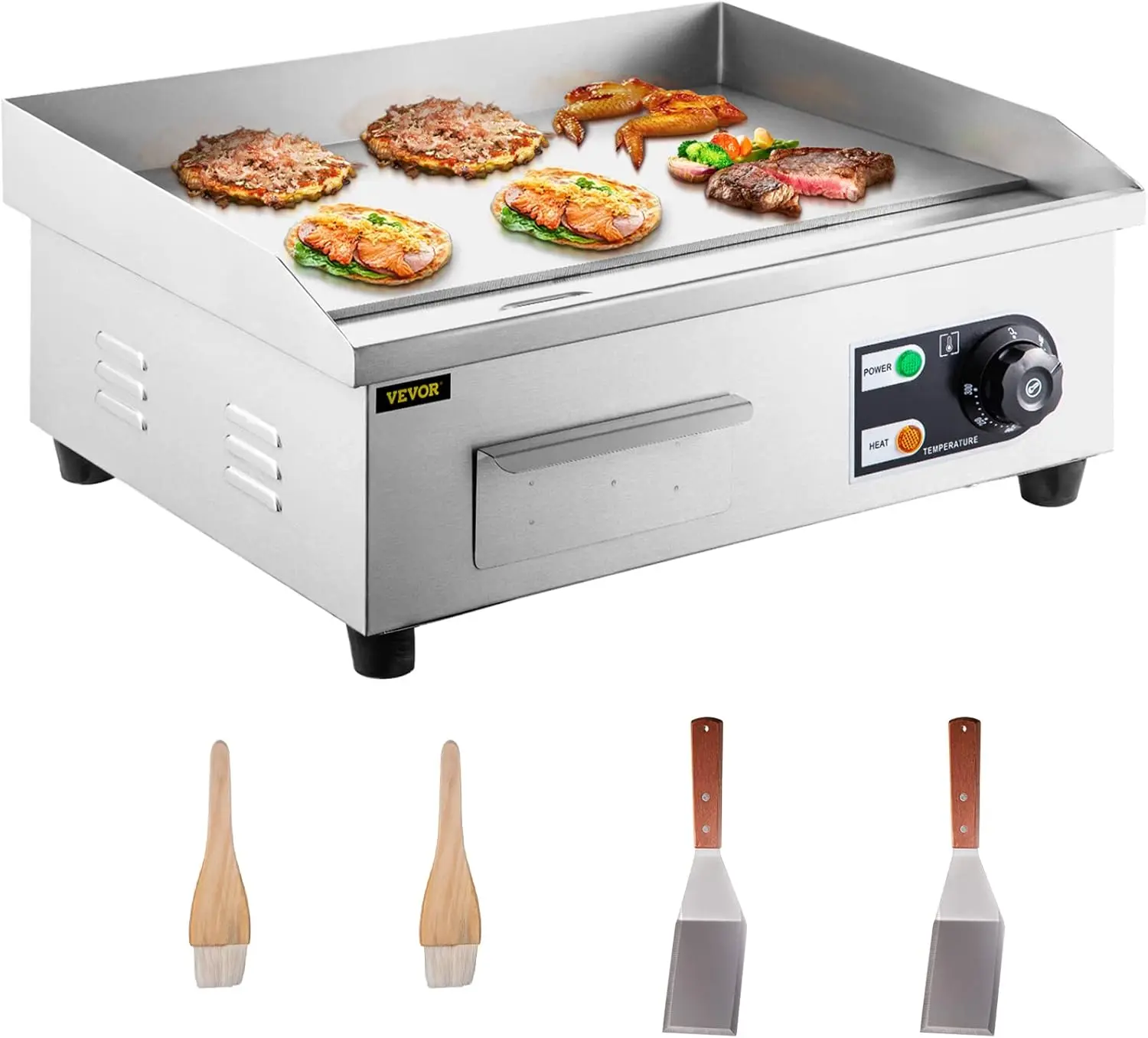 Handels übliche elektrische Grill platte, 18 "Teppanyaki-Grill, 1600W elektrischer Flach grill, elektrisches Arbeits platten gitter aus Edelstahl