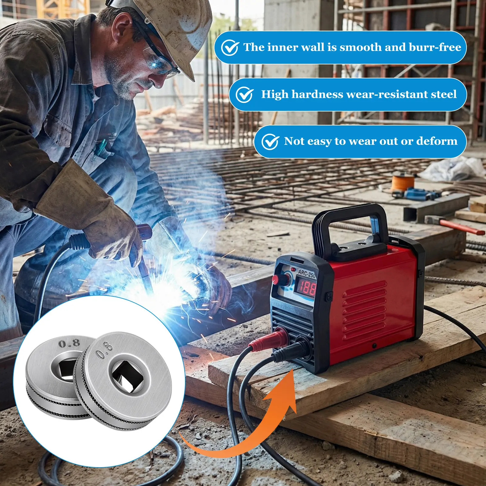 2Pcs Premium Steel Wire Feed Drive Roller for Welder Machines Compact Sturdy Long-Lasting Feed Wheel Accessories Welding