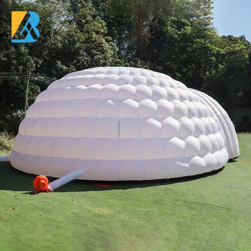 Tienda de campaña con cúpula geodésica inflable blanca de 8 metros construida a medida para juguetes de planificación de eventos de fiesta