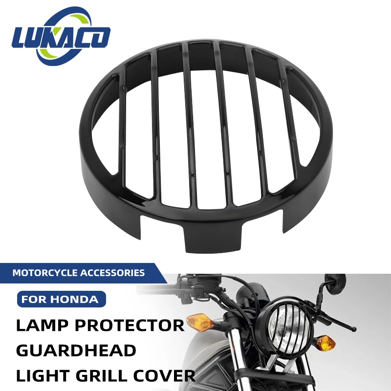 

Motorcycle Black Head Light Guard Front Lamp Protector Headlight Grill Cover Accessories For Honda Rebel CMX 300 2017 2018-2023