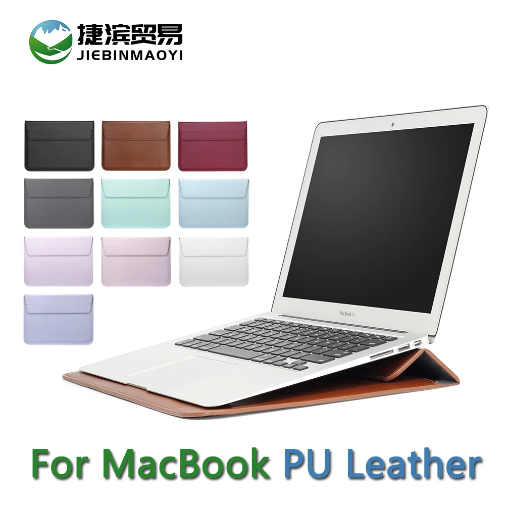 Pu Leather Laptop Sleeve For Macbook Air Pro Retina 11 12 13 13.6 14 15 16 inch PU Sleeve with Stand Case Notebook Stand Cover